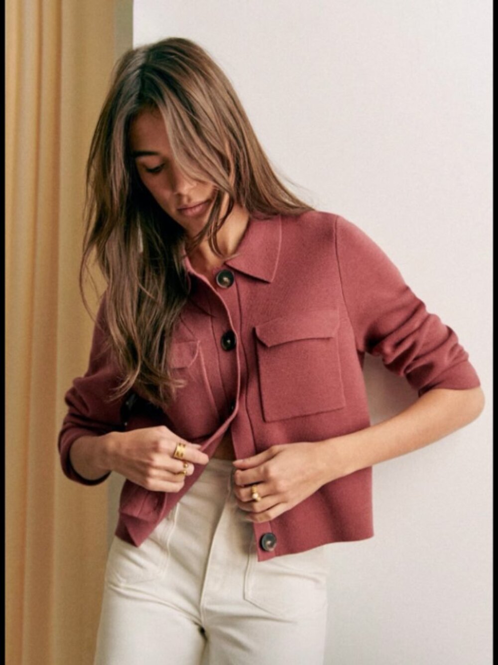 Sezane Betty Cardigan in Rosewood